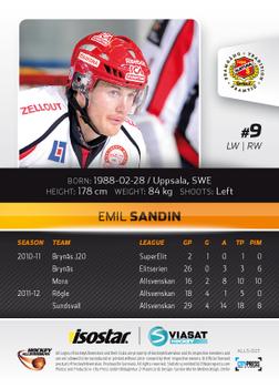 2012-13 HockeyAllsvenskan #ALLS-023 Emil Sandin Back
