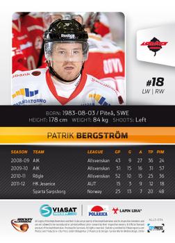 2012-13 HockeyAllsvenskan #ALLS-034 Patrik Bergstrom Back