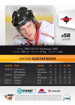 2012-13 HockeyAllsvenskan #ALLS-036 Anton Gustafsson Back