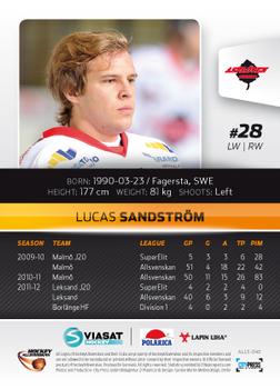 2012-13 HockeyAllsvenskan #ALLS-040 Lucas Sandstrom Back