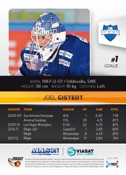 2012-13 HockeyAllsvenskan #ALLS-046 Joel Gistedt Back