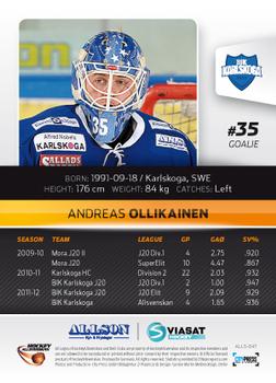 2012-13 HockeyAllsvenskan #ALLS-047 Andreas Ollikainen Back