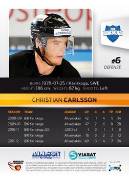 2012-13 HockeyAllsvenskan #ALLS-049 Christian Carlsson Back
