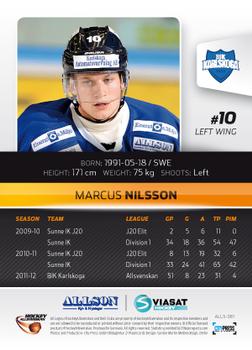 2012-13 HockeyAllsvenskan #ALLS-061 Marcus Nilsson Back