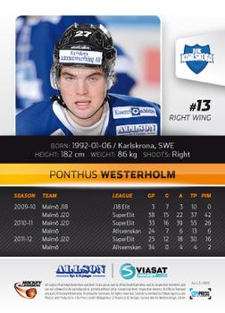 2012-13 HockeyAllsvenskan #ALLS-066 Ponthus Westerholm Back