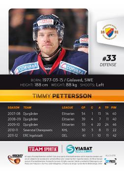 2012-13 HockeyAllsvenskan #ALLS-076 Timmy Pettersson Back