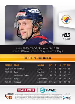 2012-13 HockeyAllsvenskan #ALLS-083 Dustin Johner Back