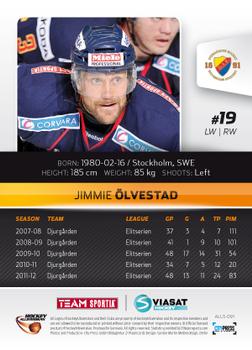 2012-13 HockeyAllsvenskan #ALLS-091 Jimmie Olvestad Back