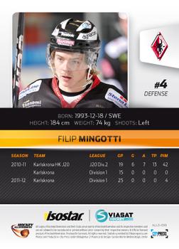 2012-13 HockeyAllsvenskan #ALLS-099 Filip Mingotti Back