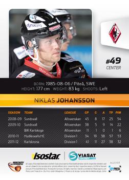 2012-13 HockeyAllsvenskan #ALLS-103 Niklas Johansson Back