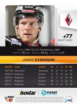 2012-13 HockeyAllsvenskan #ALLS-109 Jimmie Svensson Back