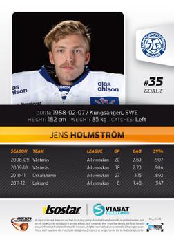 2012-13 HockeyAllsvenskan #ALLS-114 Jens Holmstrom Back