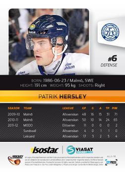 2012-13 HockeyAllsvenskan #ALLS-116 Patrik Hersley Back