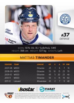 2012-13 HockeyAllsvenskan #ALLS-122 Mattias Timander Back
