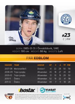 2012-13 HockeyAllsvenskan #ALLS-125 Par Edblom Back