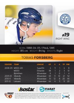 2012-13 HockeyAllsvenskan #ALLS-127 Tobias Forsberg Back