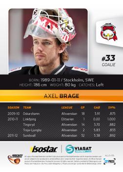2012-13 HockeyAllsvenskan #ALLS-135 Axel Brage Back
