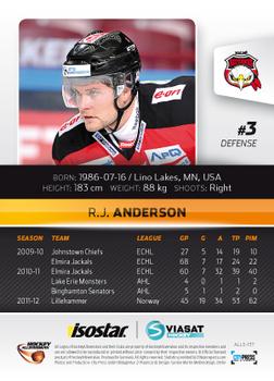 2012-13 HockeyAllsvenskan #ALLS-137 R.J. Anderson Back