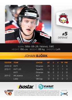 2012-13 HockeyAllsvenskan #ALLS-138 Johan Bjork Back