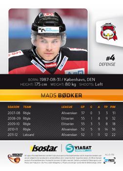 2012-13 HockeyAllsvenskan #ALLS-139 Mads Bodker Back