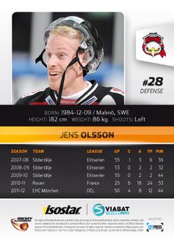 2012-13 HockeyAllsvenskan #ALLS-142 Jens Olsson Back