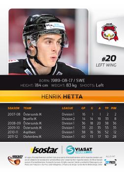 2012-13 HockeyAllsvenskan #ALLS-147 Henrik Hetta Back