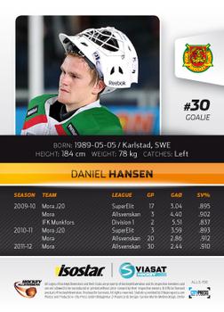 2012-13 HockeyAllsvenskan #ALLS-156 Daniel Hansen Back
