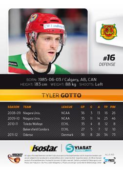 2012-13 HockeyAllsvenskan #ALLS-163 Tyler Gotto Back