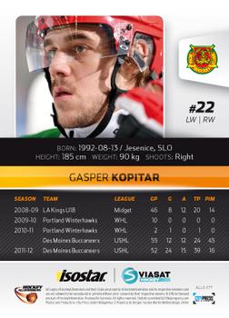 2012-13 HockeyAllsvenskan #ALLS-177 Gasper Kopitar Back