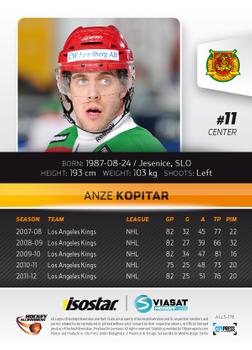 2012-13 HockeyAllsvenskan #ALLS-178 Anze Kopitar Back
