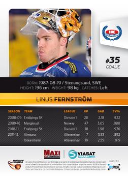 2012-13 HockeyAllsvenskan #ALLS-184 Linus Fernstrom Back