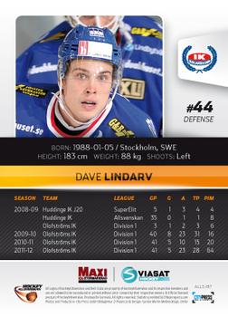 2012-13 HockeyAllsvenskan #ALLS-187 Dave Lindarv Back