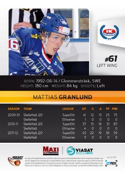 2012-13 HockeyAllsvenskan #ALLS-193 Mattias Granlund Back