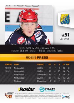 2012-13 HockeyAllsvenskan #ALLS-215 Robin Press Back