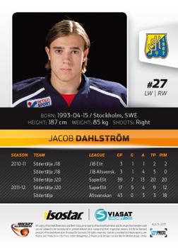 2012-13 HockeyAllsvenskan #ALLS-223 Jacob Dahlstrom Back