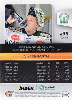 2012-13 HockeyAllsvenskan #ALLS-233 Viktor Fasth Back