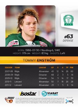 2012-13 HockeyAllsvenskan #ALLS-237 Tommy Enstrom Back