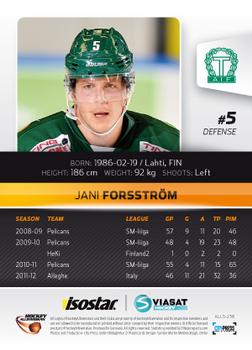 2012-13 HockeyAllsvenskan #ALLS-238 Jani Forsström Back