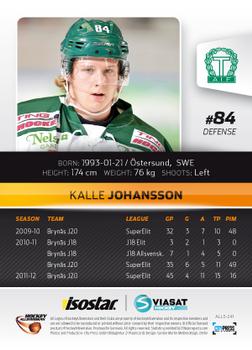 2012-13 HockeyAllsvenskan #ALLS-241 Kalle Johansson Back