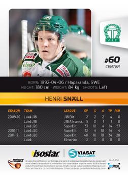2012-13 HockeyAllsvenskan #ALLS-254 Henri Snäll Back