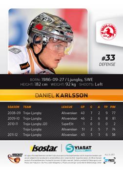 2012-13 HockeyAllsvenskan #ALLS-263 Daniel Karlsson Back