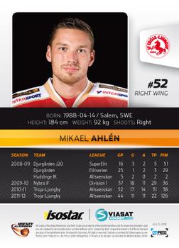 2012-13 HockeyAllsvenskan #ALLS-266 Mikael Ahlen Back