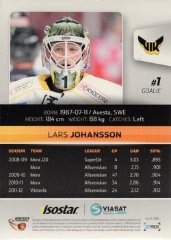2012-13 HockeyAllsvenskan #ALLS-280 Lars Johansson Back
