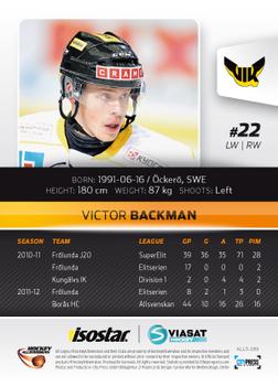 2012-13 HockeyAllsvenskan #ALLS-289 Victor Backman Back