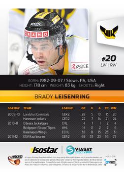 2012-13 HockeyAllsvenskan #ALLS-298 Brady Leisenring Back