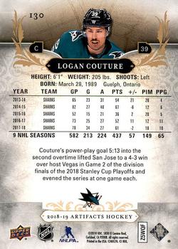 2018-19 Upper Deck Artifacts #130 Logan Couture Back