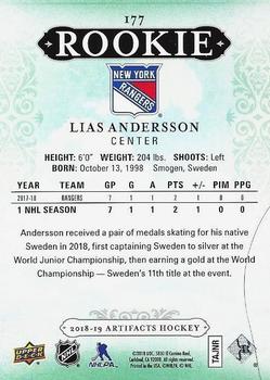 2018-19 Upper Deck Artifacts #177 Lias Andersson Back