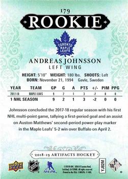 2018-19 Upper Deck Artifacts #179 Andreas Johnsson Back