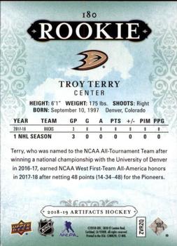 2018-19 Upper Deck Artifacts #180 Troy Terry Back