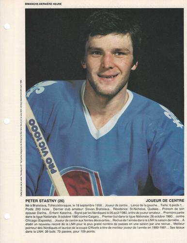 1981-82 Dimanche/Derniere Heure Photos #NNO Peter Stastny Front
